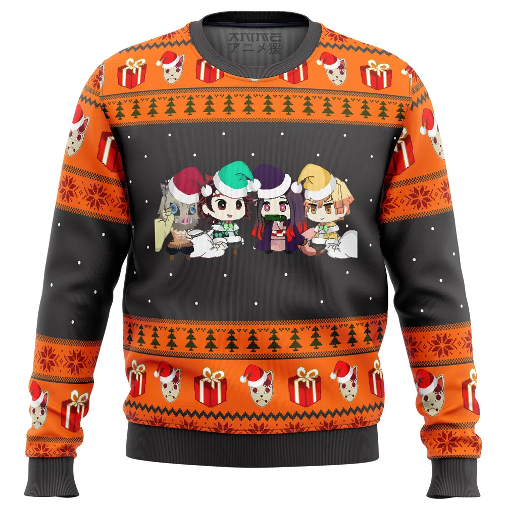 Buildercar - Demon Slayer Chibi Ugly Christmas Sweater