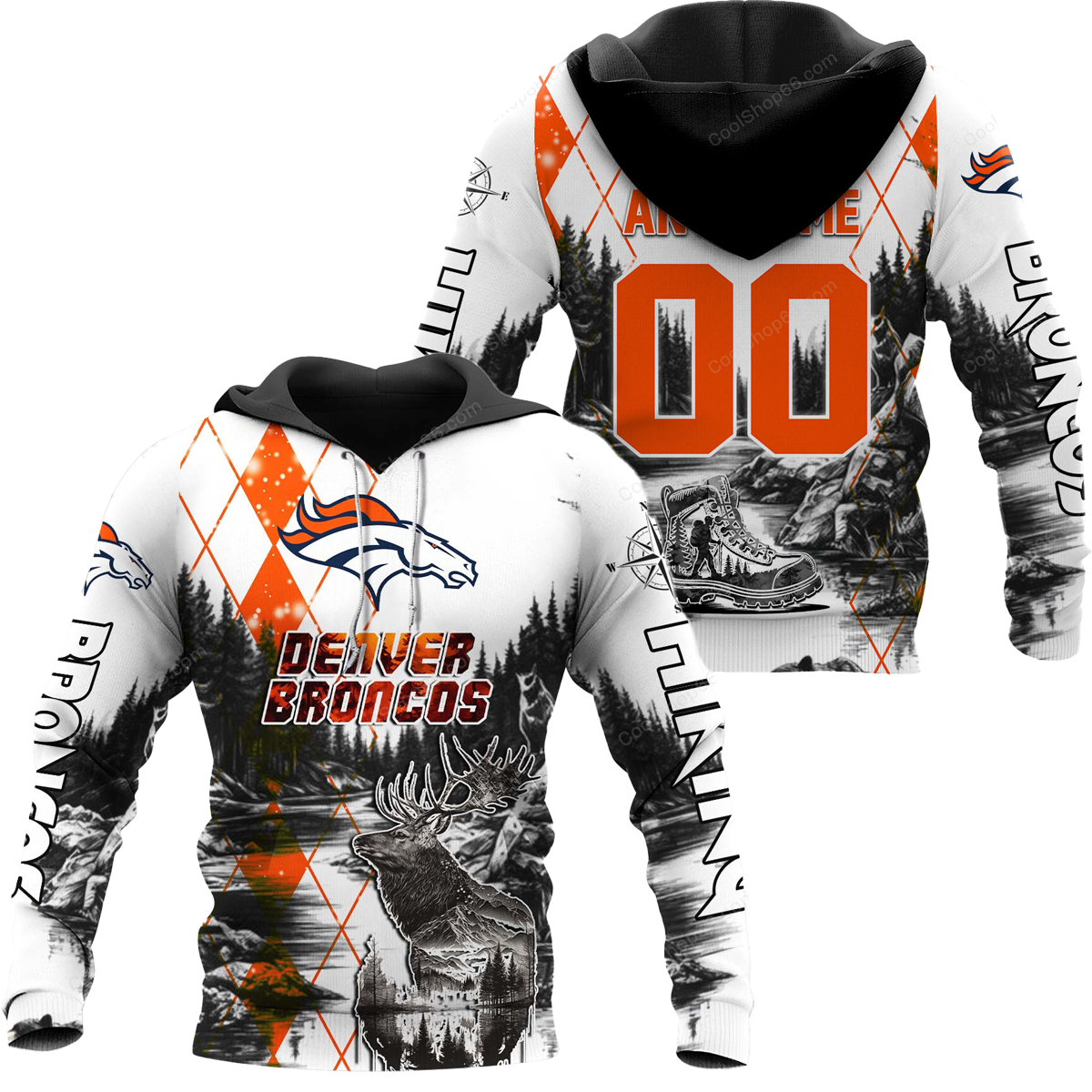 Buildercar - Denver Broncos Hiking x NFL Custom Name & Number Hoodie
