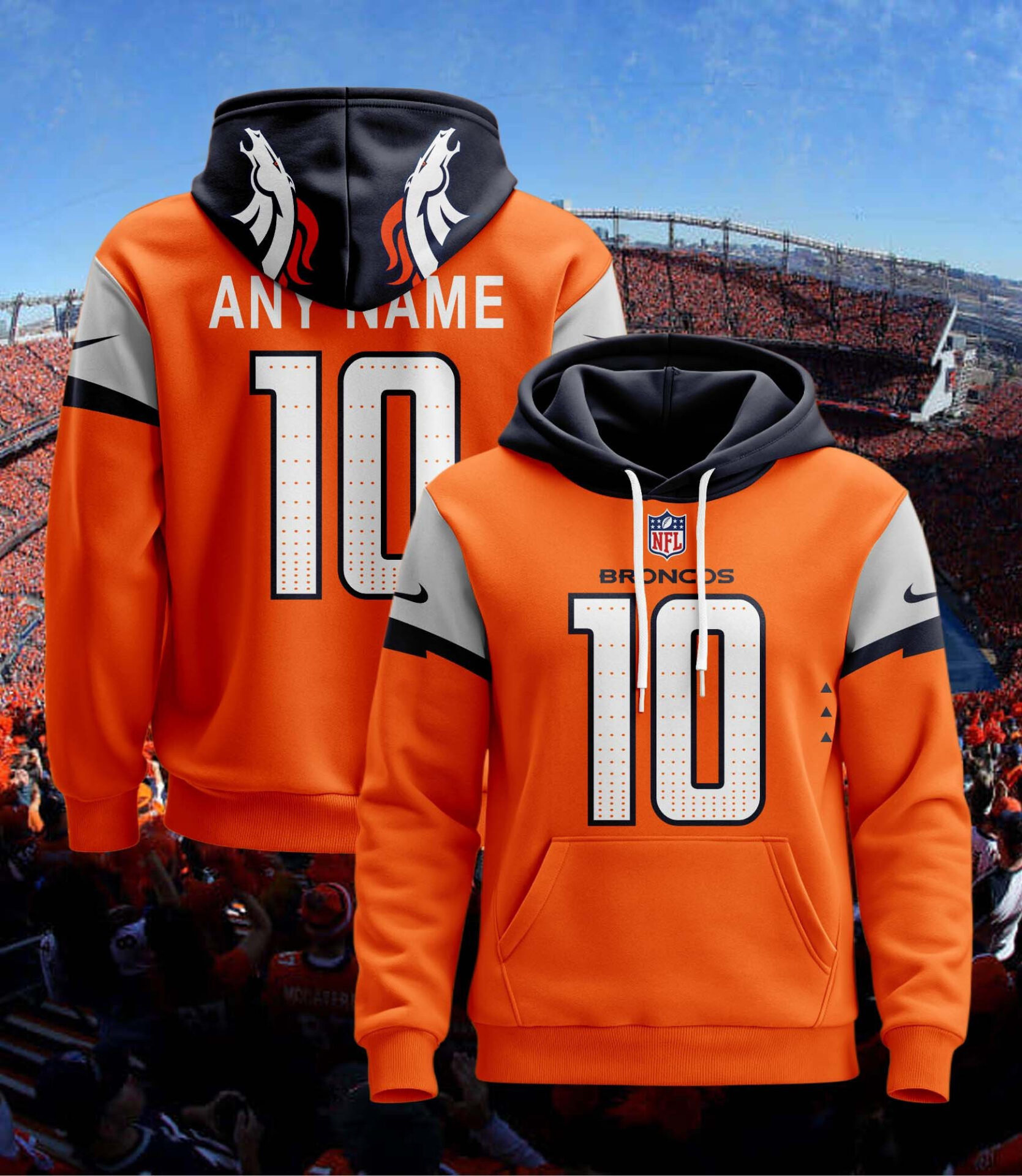 Buildercar - Denver Broncos | Hoodie Style Jersey Custom Name And Number