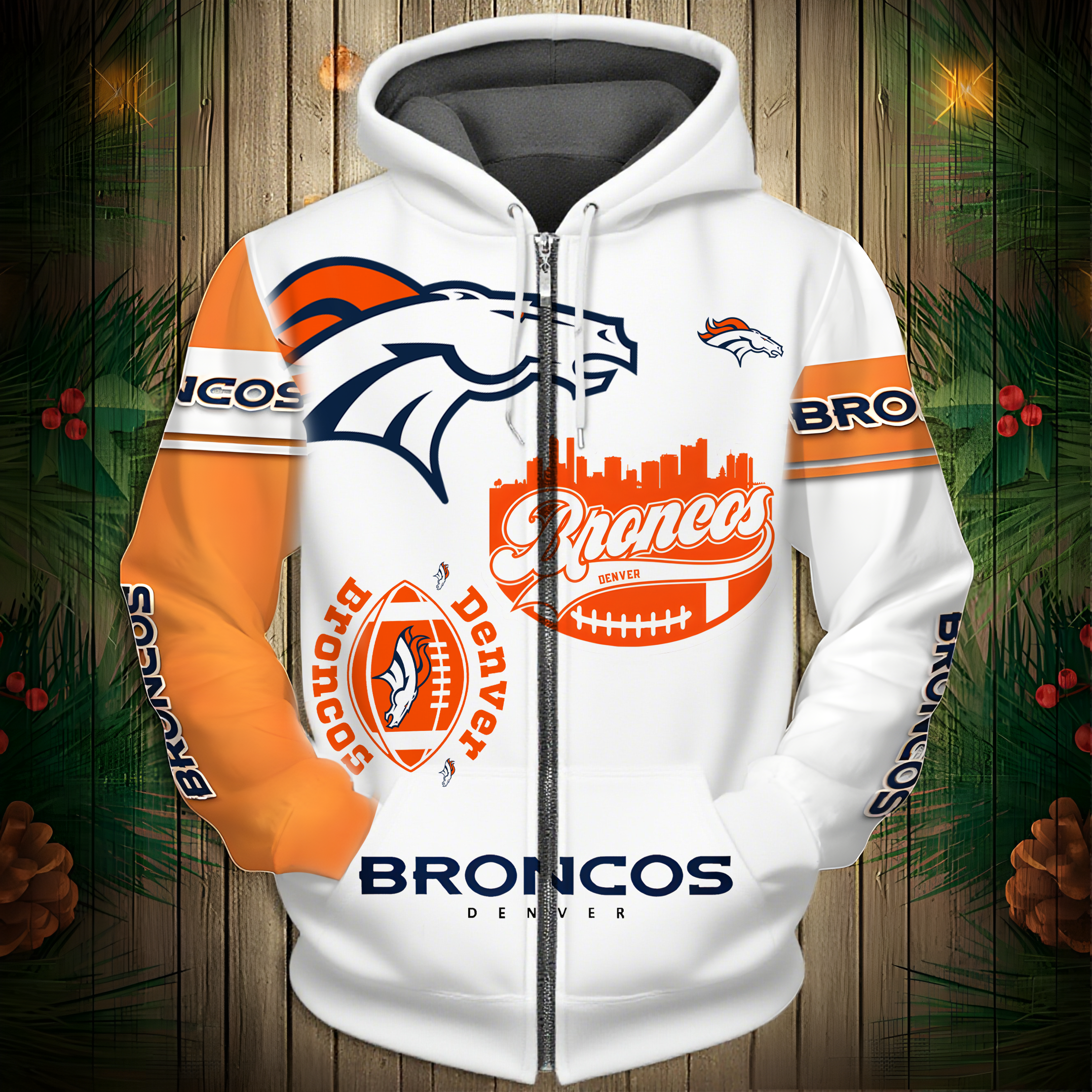 Buildercar - Denver Broncos Hoodie Unisex NFL Pullover Hoodie for Football Fans hm10112616