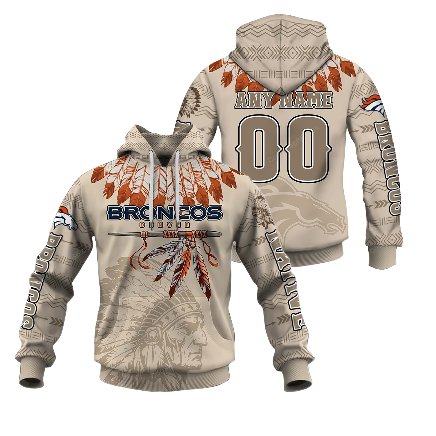 Buildercar - Denver Broncos Native American Heritage x NFL Custom Name & Number Hoodie