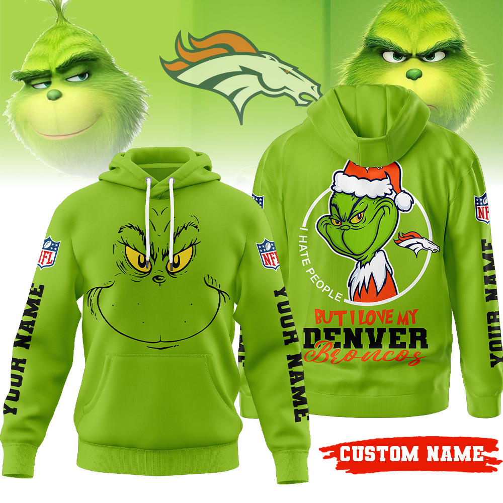 Buildercar - Denver Broncos | Premium NFL Grinch I Hate People Hoodie