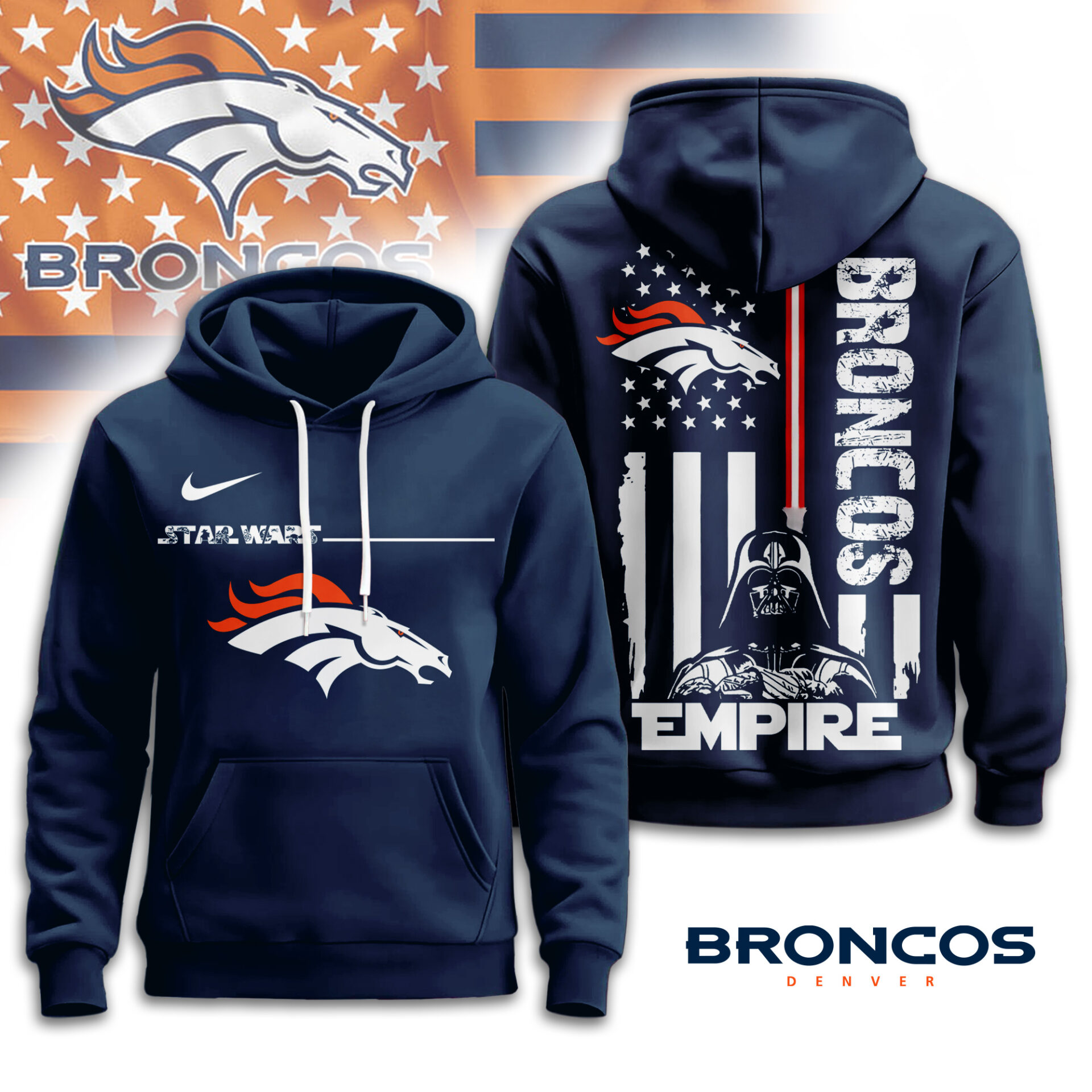 Buildercar - Denver Broncos | Premium NFL Starwars Empire Hoodie