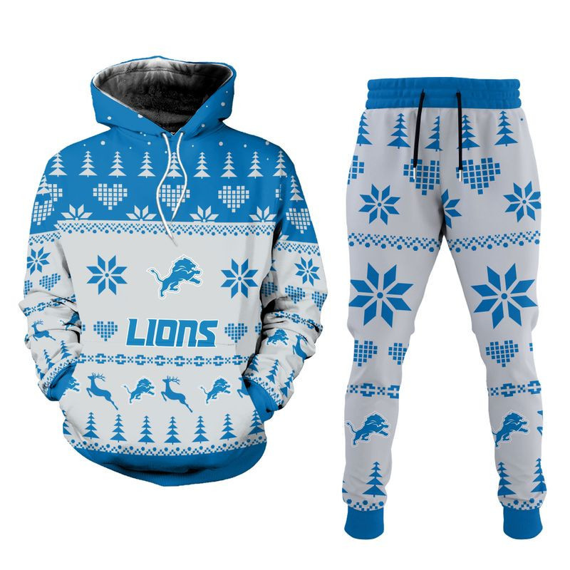 Buildercar - Detroit Lions Christmas Patterns Hoodie & Jogger 
