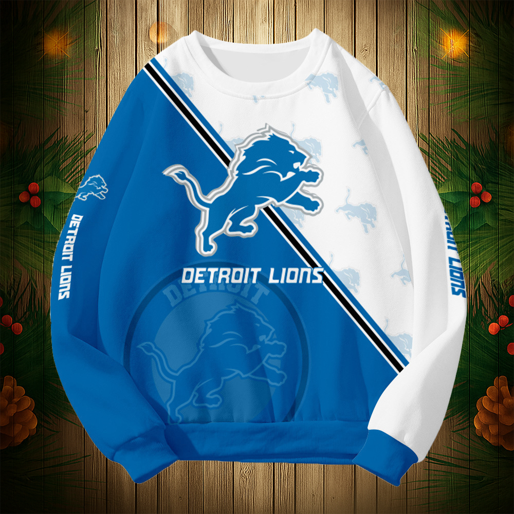 Buildercar - Detroit Lions Graphic Crew Neck Sweatshirt Unisex NFL Pullover Hoodie for Football Fans