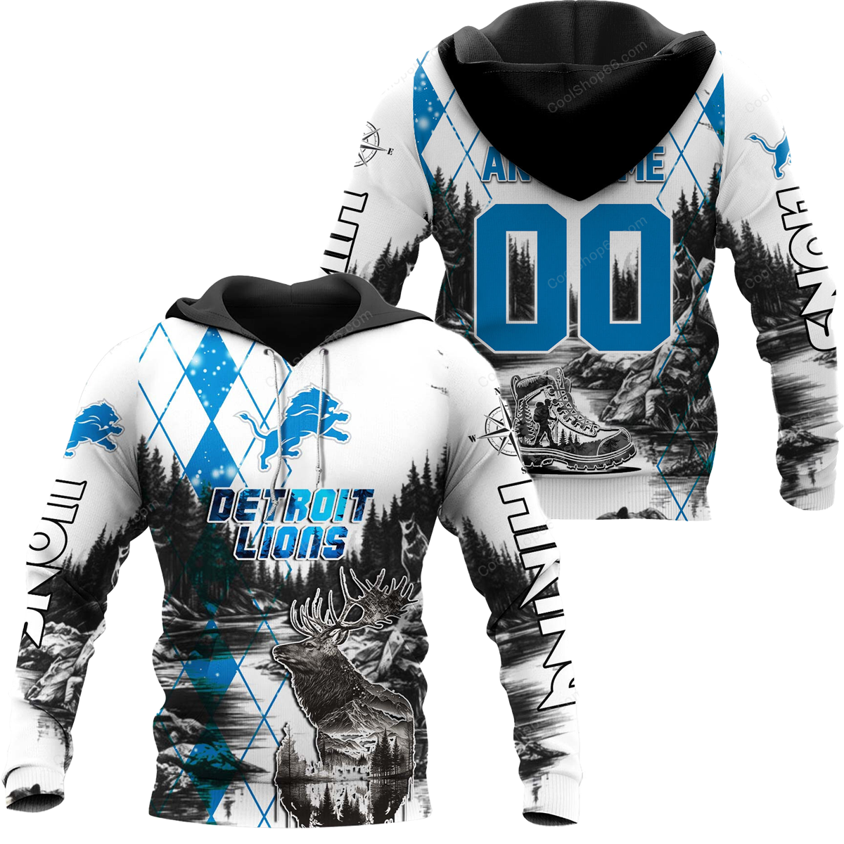 Buildercar - Detroit Lions Hiking x NFL Custom Name & Number Hoodie