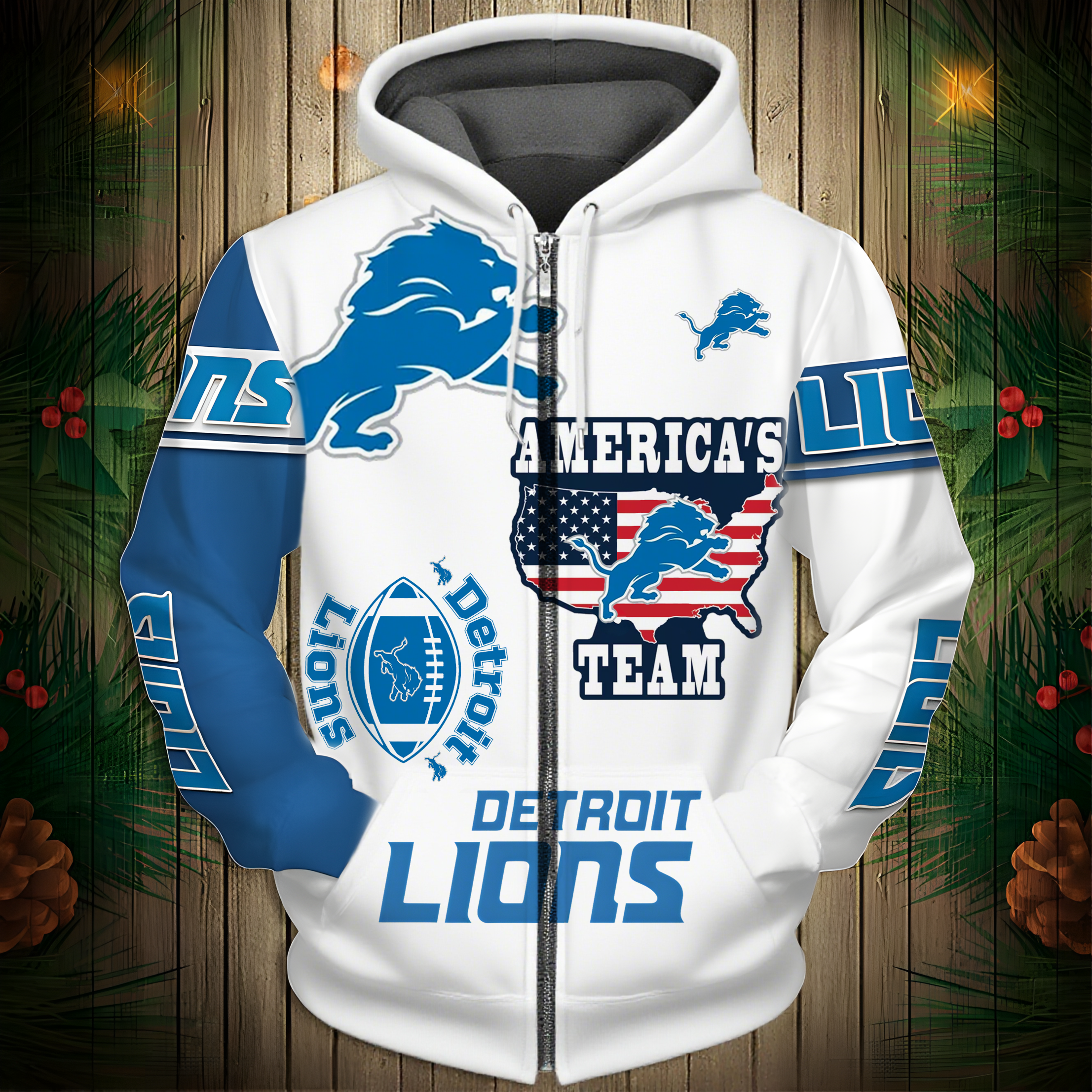 Buildercar - Detroit Lions Hoodie Unisex NFL Pullover Hoodie for Football Fans hm10112571