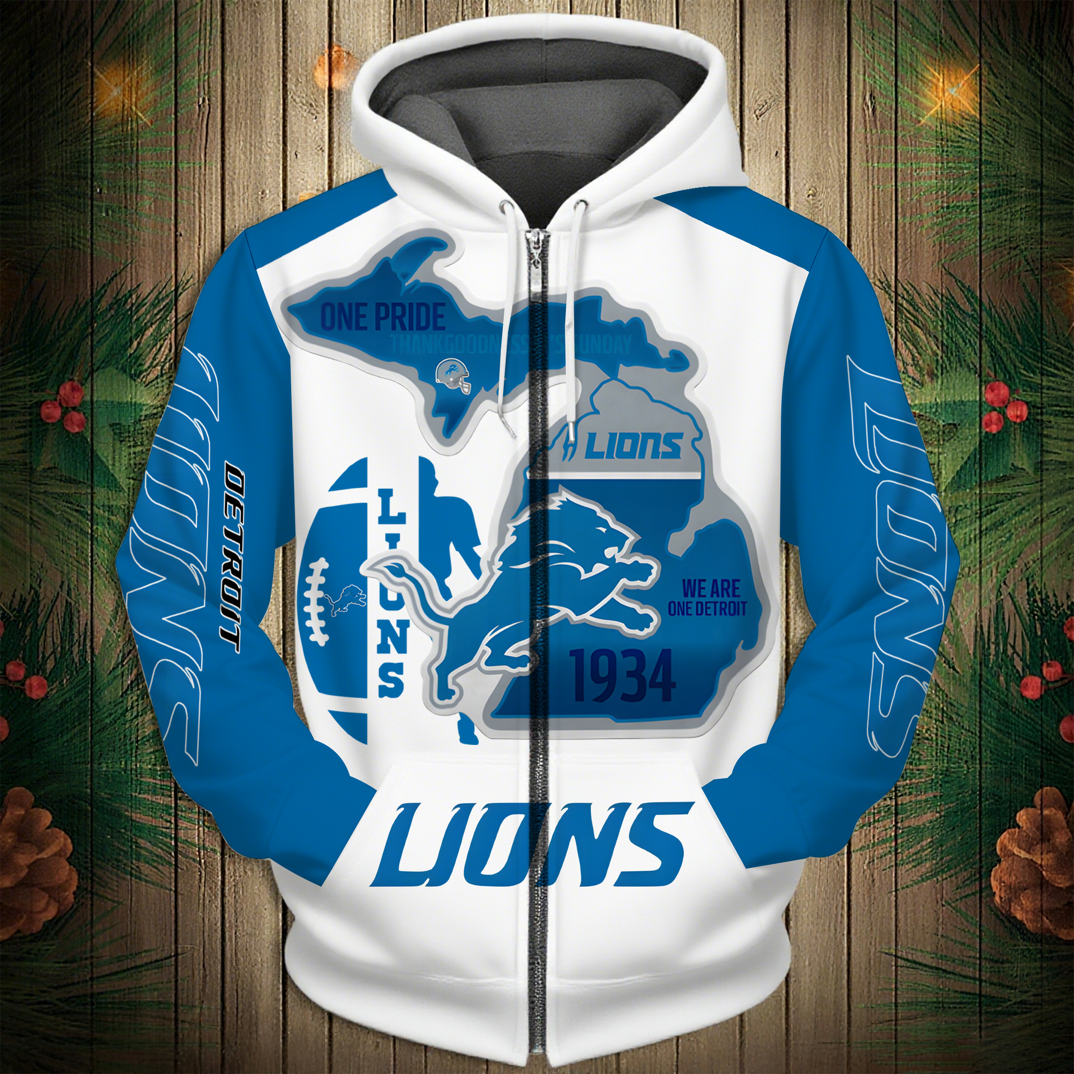 Buildercar - Detroit Lions Hoodie Unisex NFL Pullover Hoodie for Football Fans hm10112719