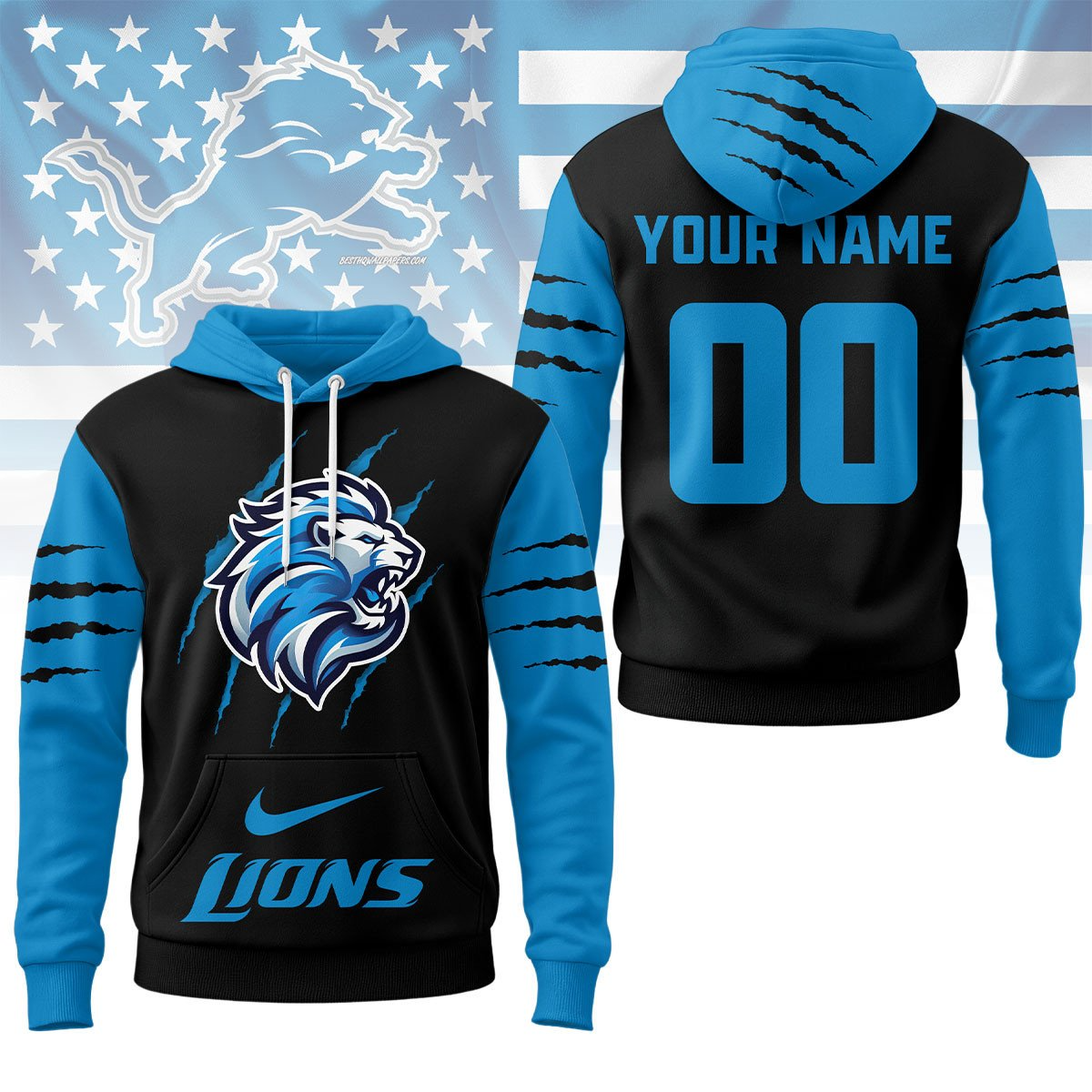 Buildercar - Detroit Lions Premium NFL Fan Pride Claw Hoodie