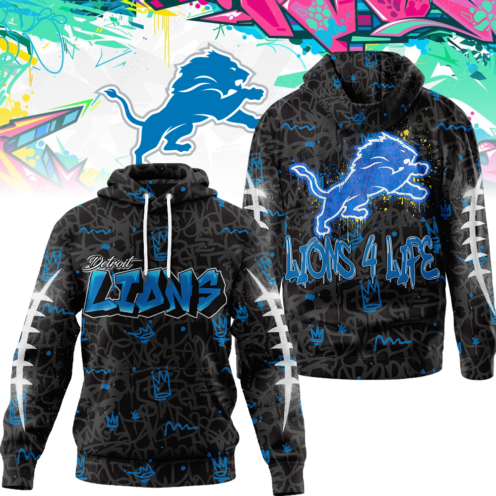 Buildercar - Detroit Lions | Premium NFL Special Graffiti My Team 4 Life Hoodie