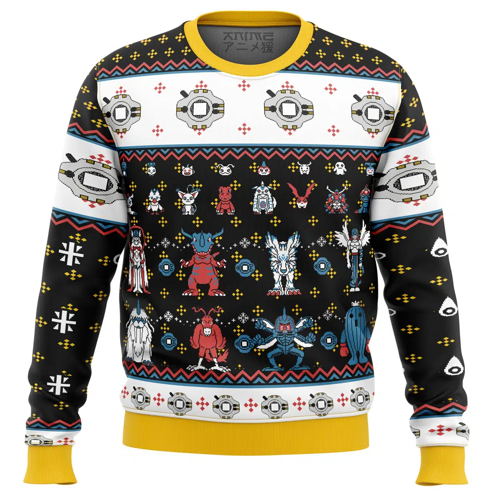 Buildercar - Digimon Sprites Ugly Christmas Sweater