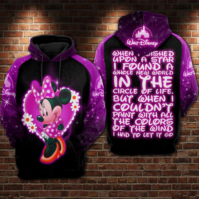 Buildercar - Disney Minnie When I Wish Upon A Star Quote Over Print 3d Hoodie 2