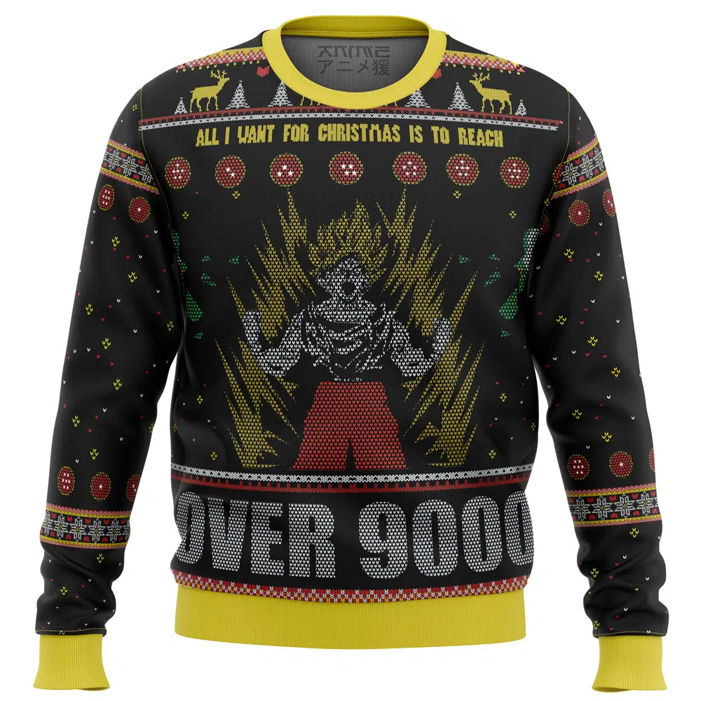 Buildercar - Dragon Ball Z Goku Over 9000 Ugly Christmas Sweater
