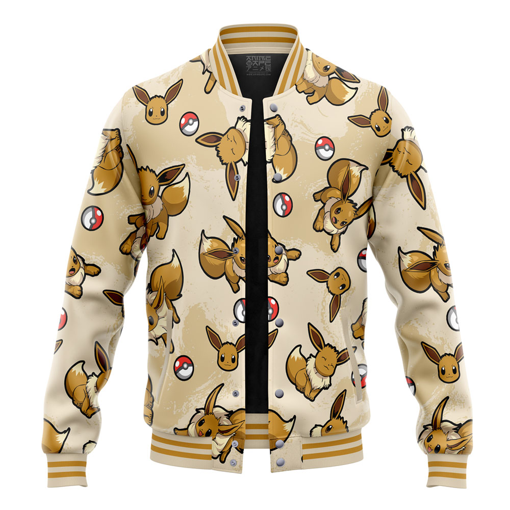 Buildercar - Eevee Pattern Pokemon Varsity Jacket