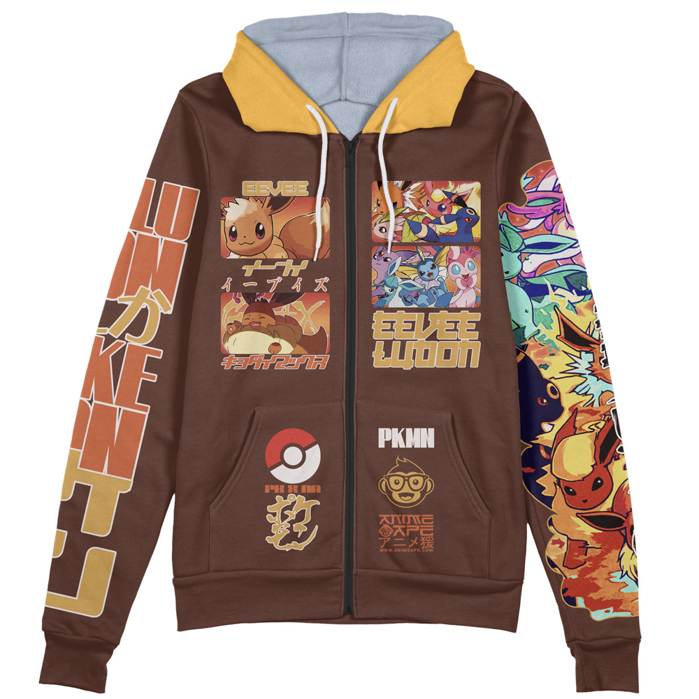 Buildercar - Eeveelution Pokemon Streetwear Zip Hoodie Jacket - Image 2