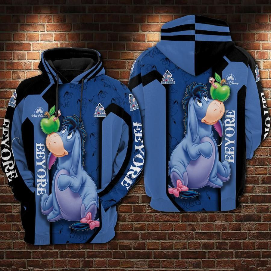Buildercar - Eeyore And Green Apple Cartoon Winnie The Pooh Movies The Disney Over Print 3d Hoodie 119