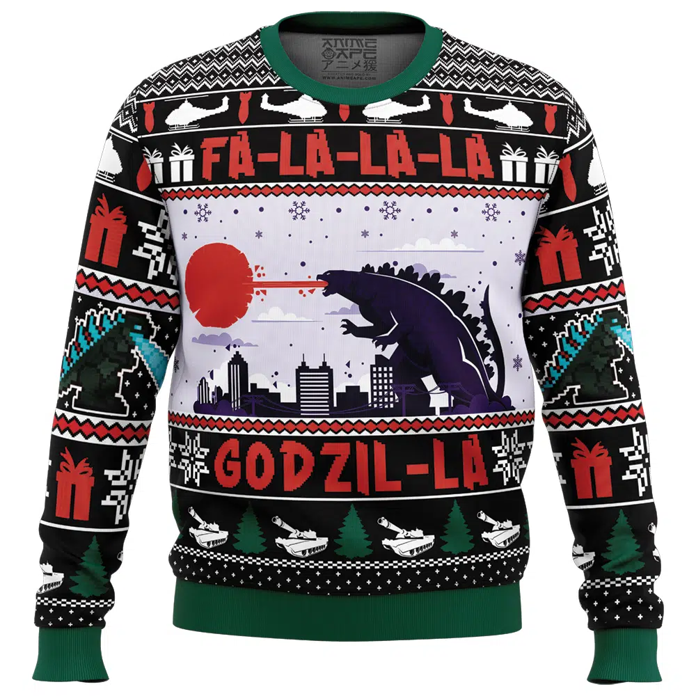 Buildercar - FaLaLaLa Godzil-La Godzilla Ugly Christmas Sweater