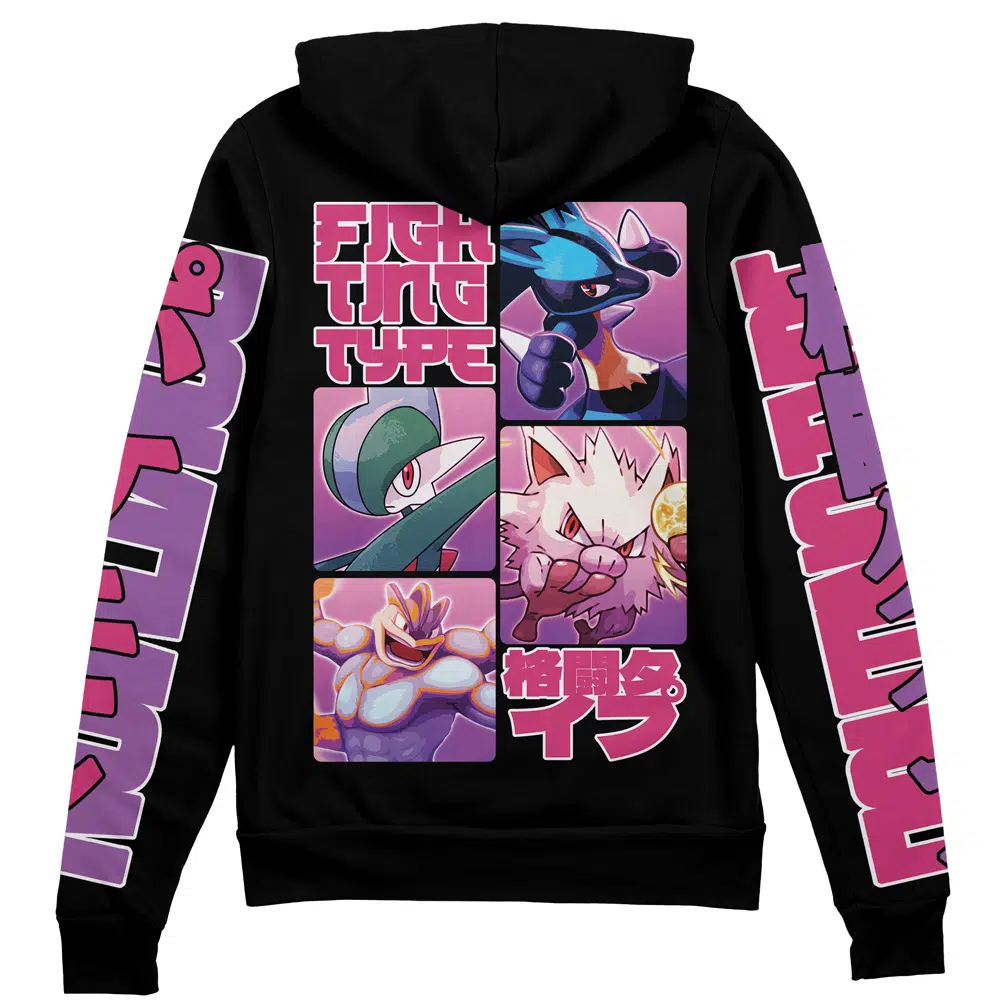 Buildercar - Fighting Type Pokemon Streetwear Zip Hoodie Jacket