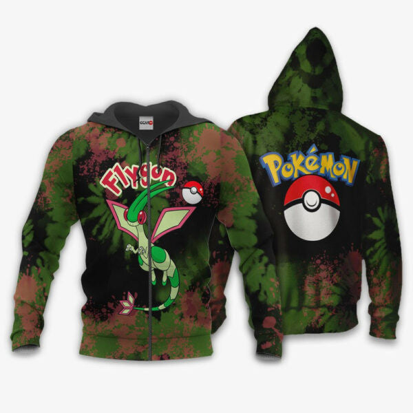 Buildercar - Flygon Anime Pokemon Manga Tie Dye Style 1k763 Fan Gift Stylist Unisex Cartoon Graphic Outfits Aop 3d Hoodie 409