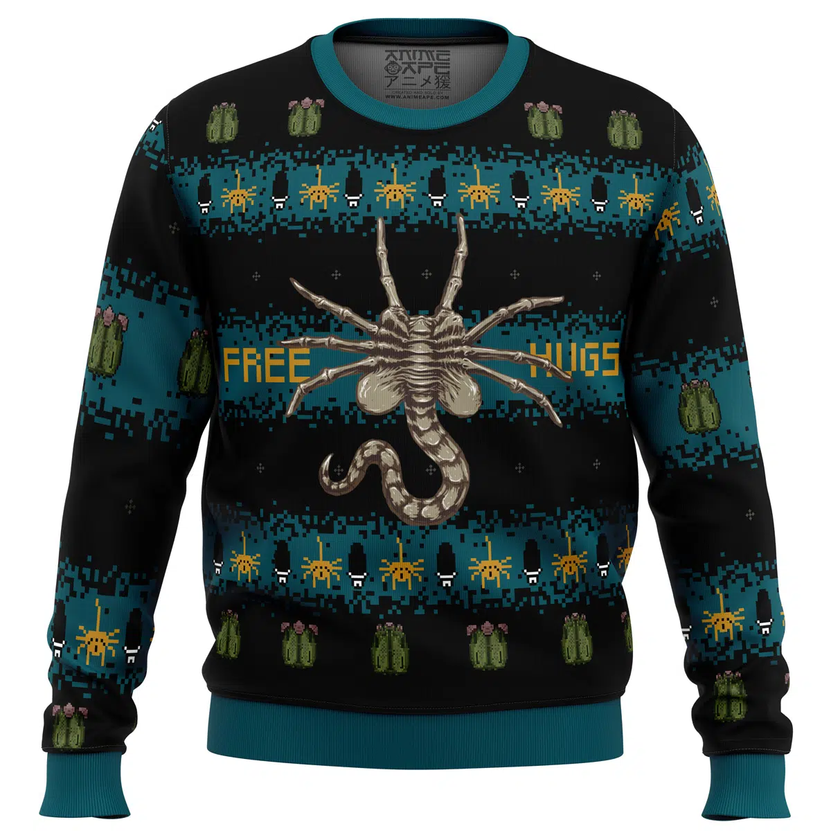 Buildercar - Free Hugs Alien Facehugger Ugly Christmas Sweater