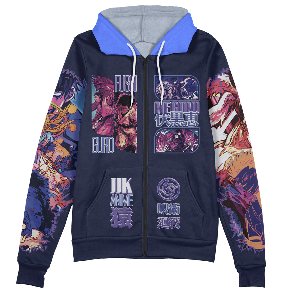 Buildercar - Fushiguro Megumi V2 Jujutsu Kaisen Streetwear Zip Hoodie Jacket - Image 2
