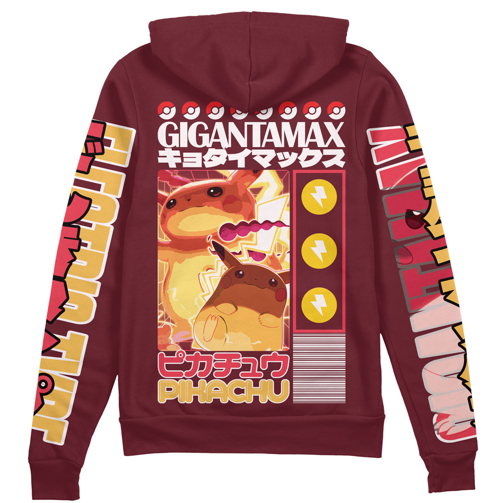 Buildercar - Gigantamax Pikachu Pokemon Streetwear Zip Hoodie Jacket