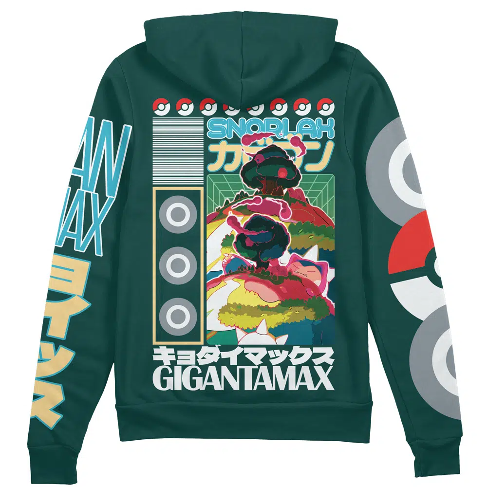 Buildercar - Gigantamax Snorlax Pokemon Streetwear Zip Hoodie Jacket