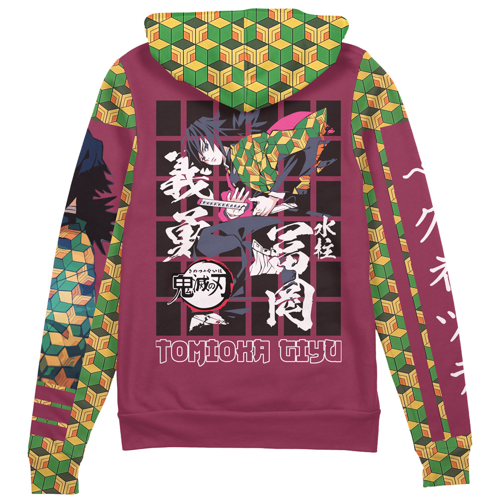 Buildercar - Giyu Tomioka Demon Slayer Streetwear Zip Hoodie Jacket