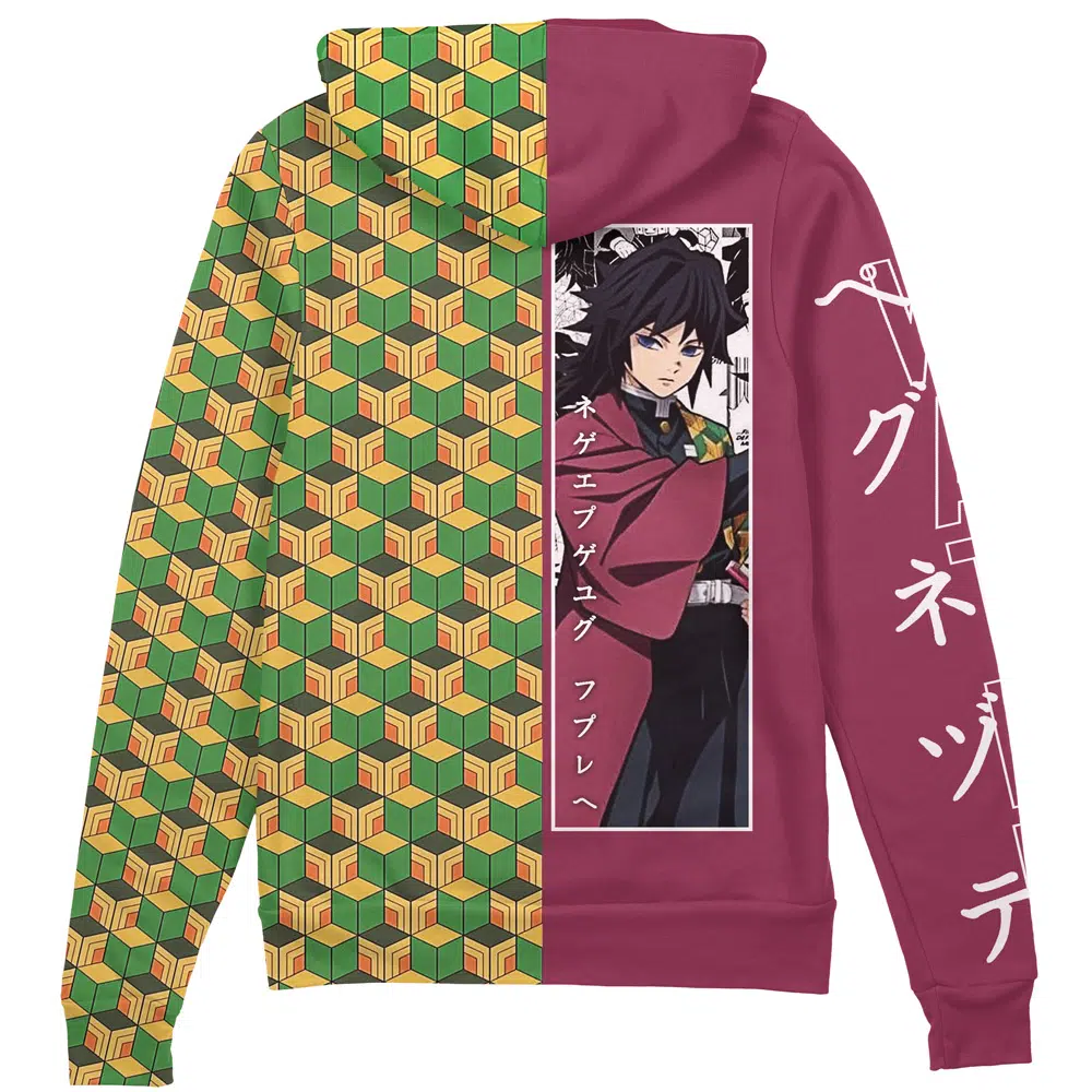 Buildercar - Giyu Tomioka Haori Demon Slayer Streetwear Zip Hoodie Jacket