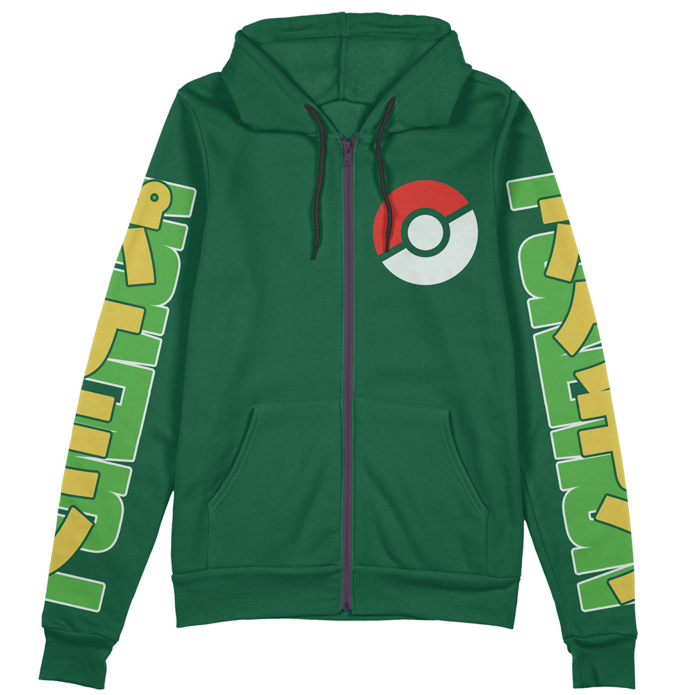 Buildercar - Grass Type Pokemon Streetwear Zip Hoodie Jacket - Image 2