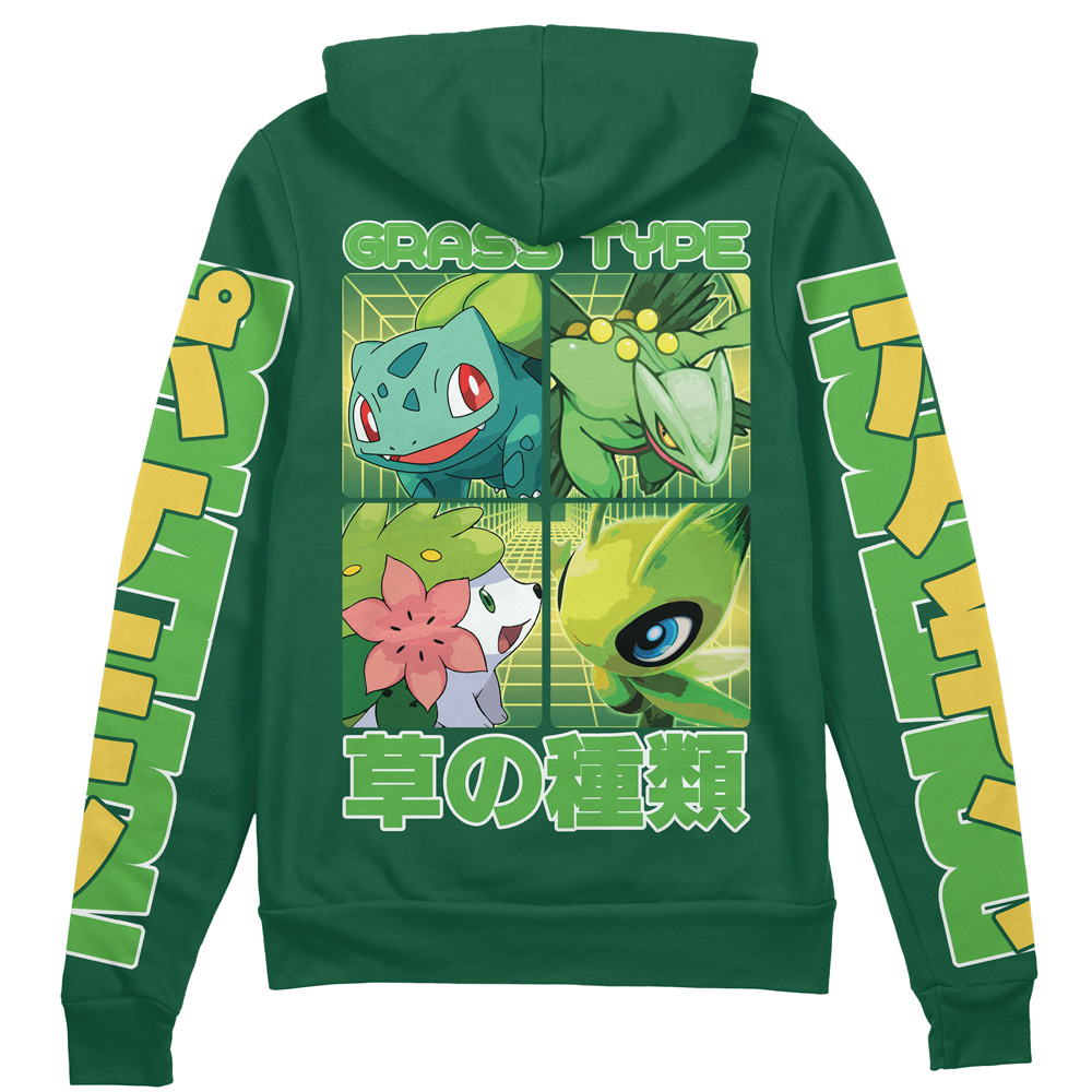 Buildercar - Grass Type Pokemon Streetwear Zip Hoodie Jacket