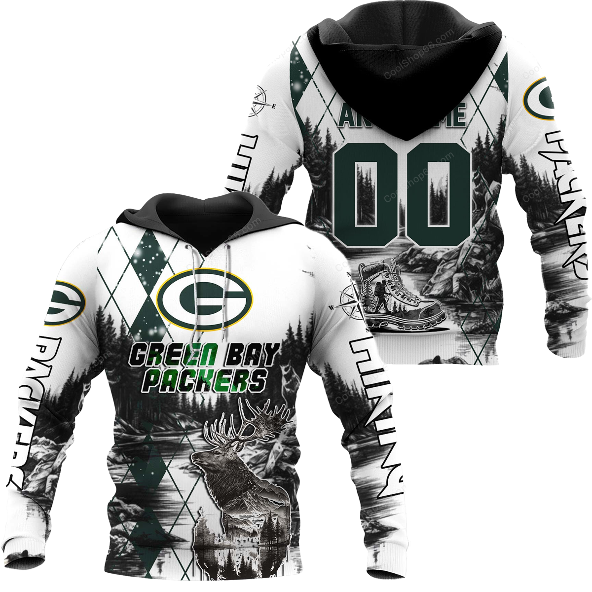 Buildercar - Green Bay Packers Hiking x NFL Custom Name & Number Hoodie