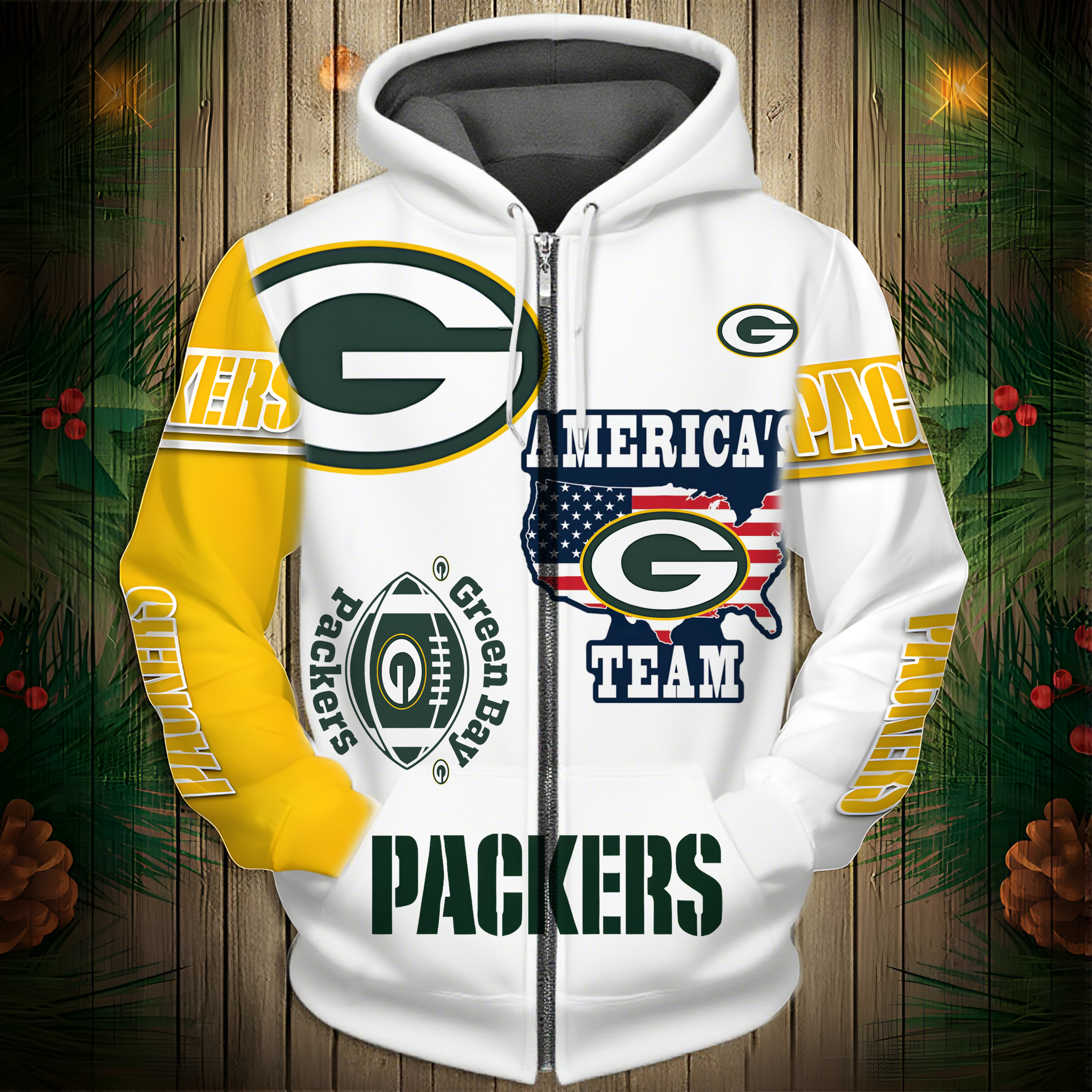 Buildercar - Green Bay Packers Hoodie Unisex NFL Pullover Hoodie for Football Fans hm10112570
