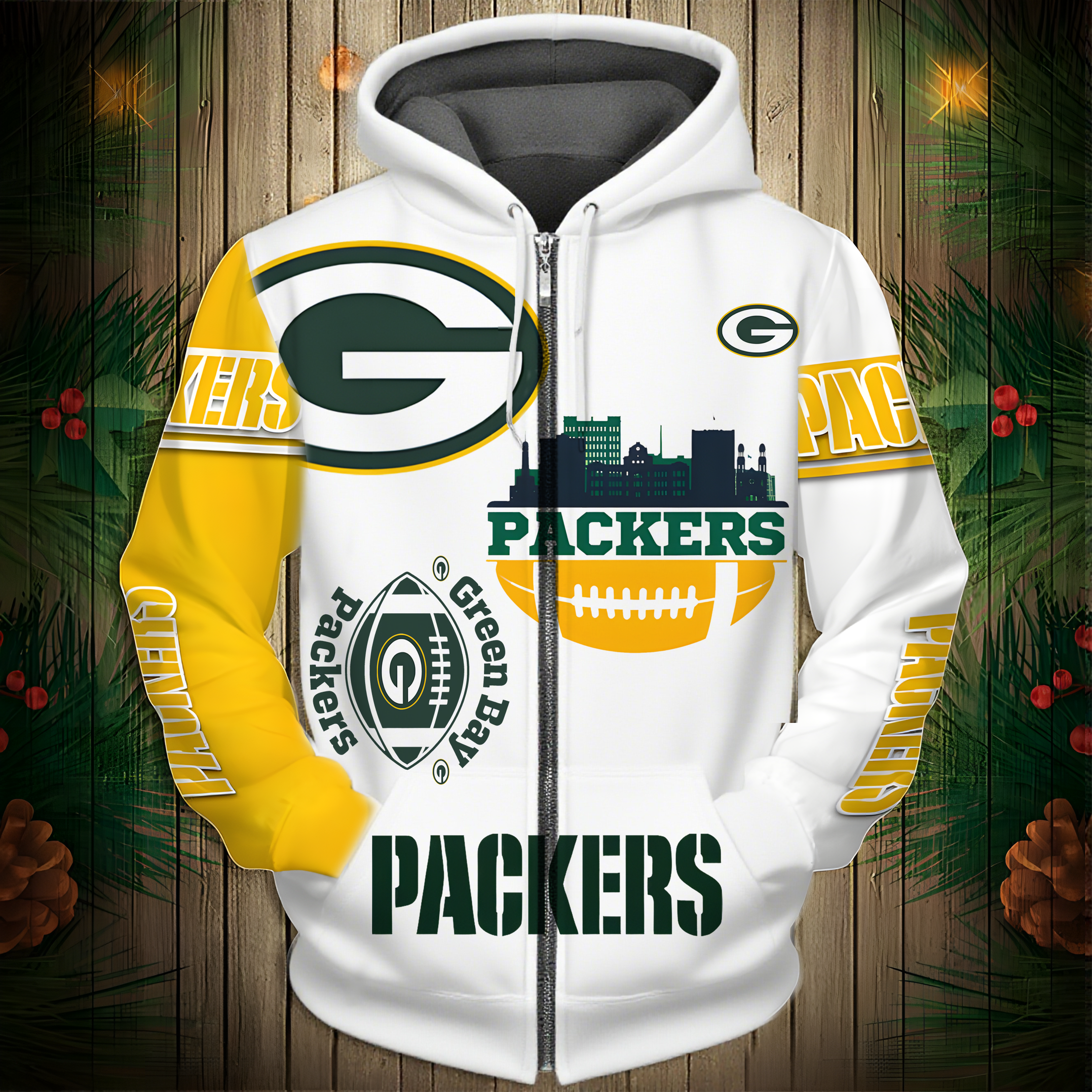 Buildercar - Green Bay Packers Hoodie Unisex NFL Pullover Hoodie for Football Fans hm10112615