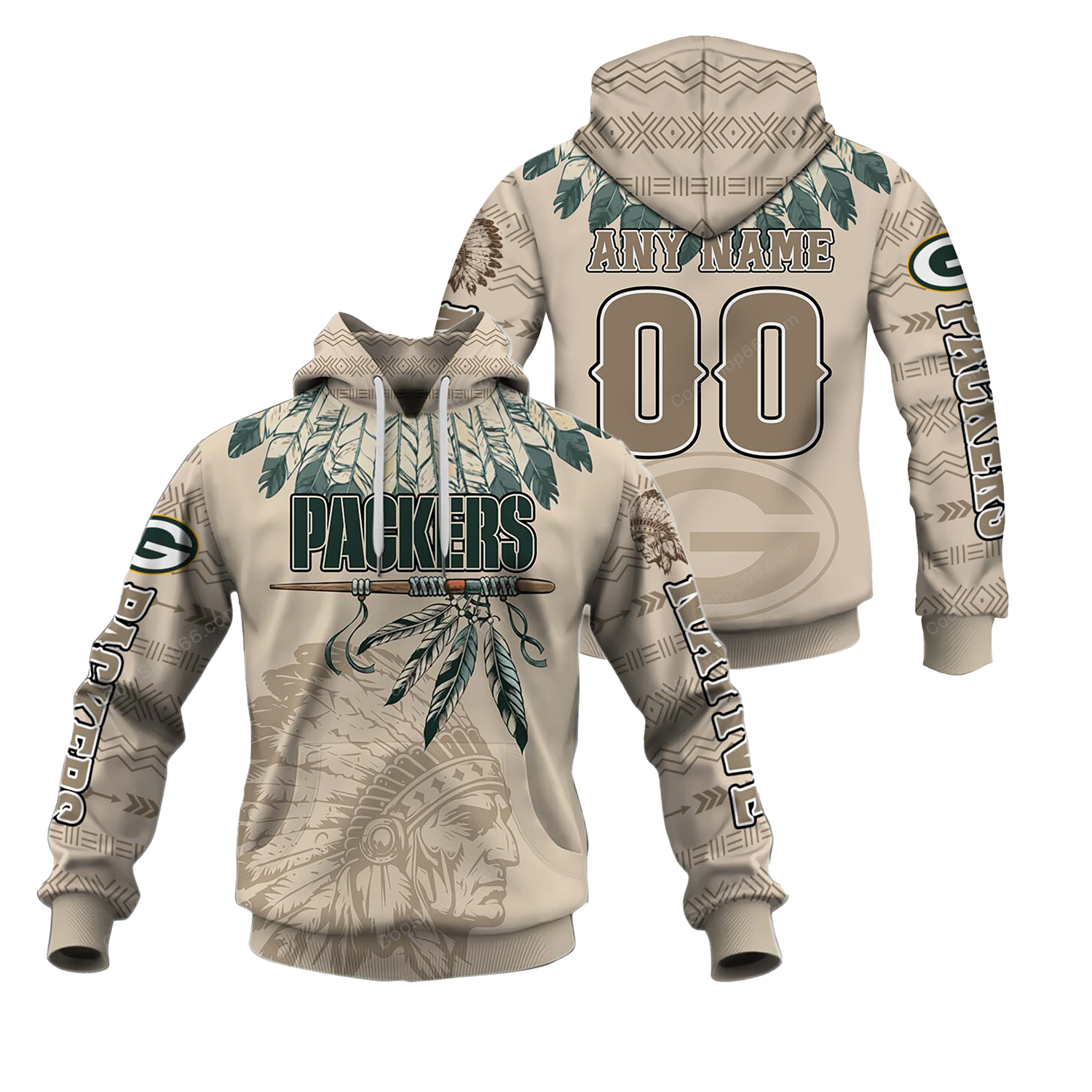 Buildercar - Green Bay Packers Native American Heritage x NFL Custom Name & Number Hoodie
