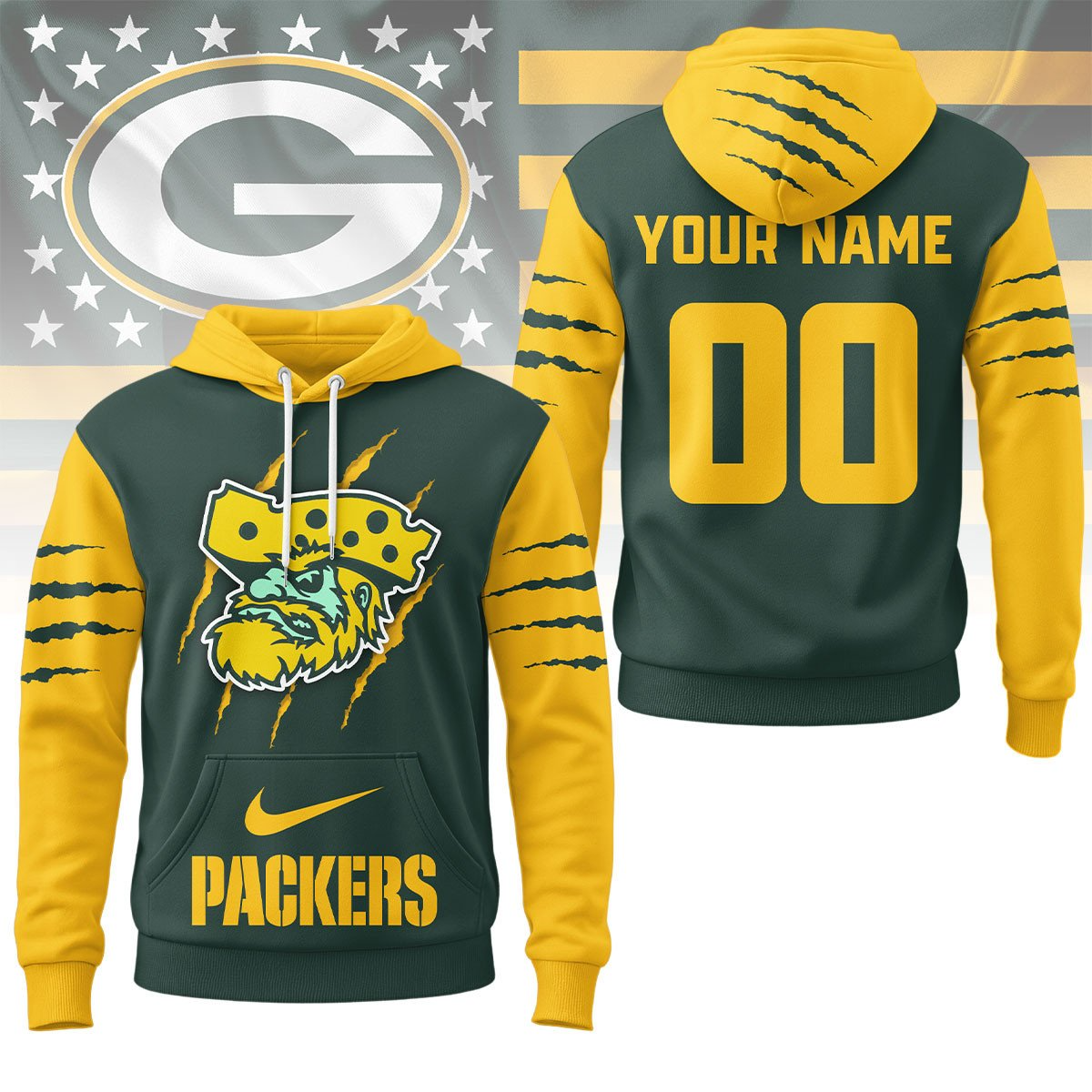 Buildercar - Green Bay Packers Premium NFL Fan Pride Claw Hoodie