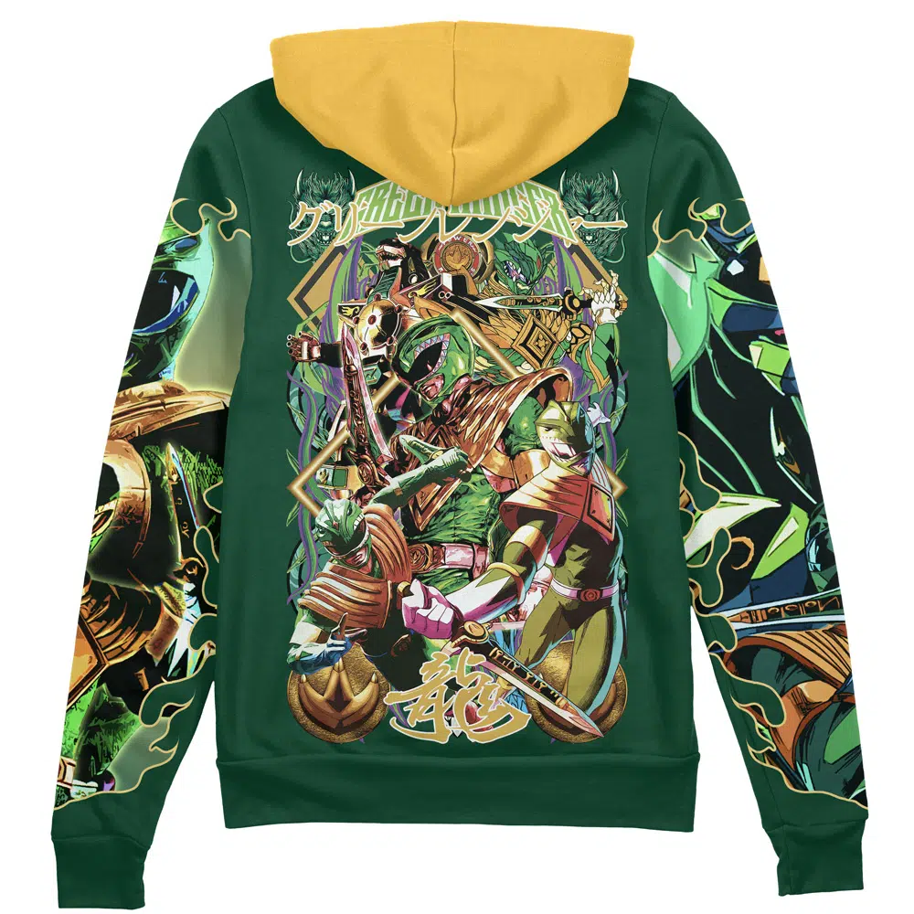 Buildercar - Green Ranger Mighty Morphin Power Rangers Streetwear Zip Hoodie Jacket