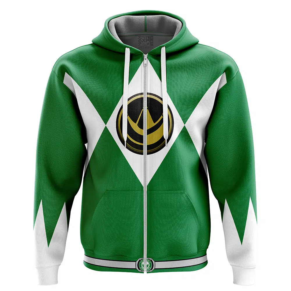 Buildercar - Green Ranger Mighty Morphin Power Rangers Zip Hoodie Jacket