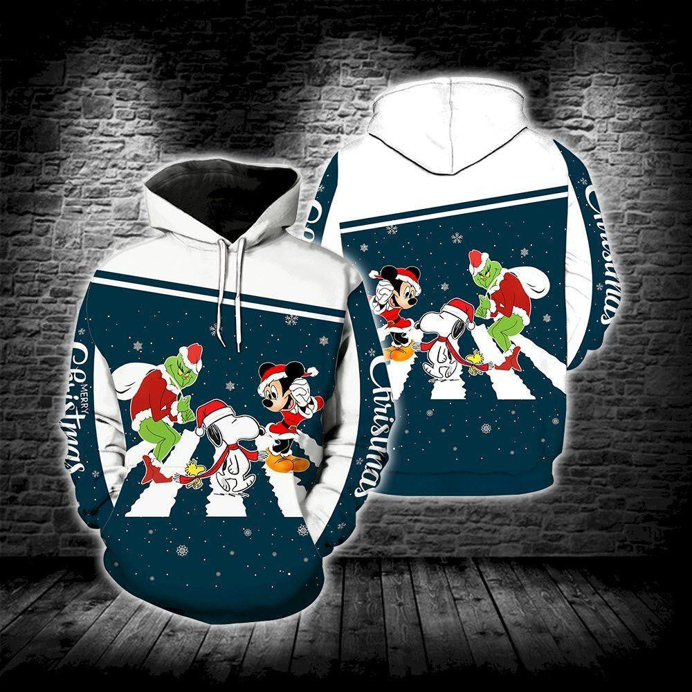 Buildercar - Grinch Snoopy Mickey Mouse Christmas, The Abbey Road Disney Aop Hoodie