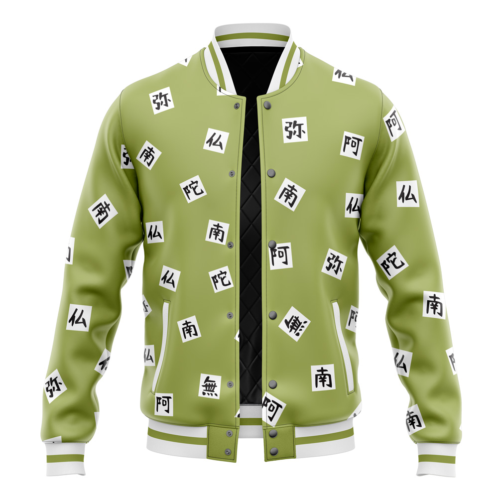 Buildercar - Gyomei Himejima Pattern Demon Slayer Varsity Jacket