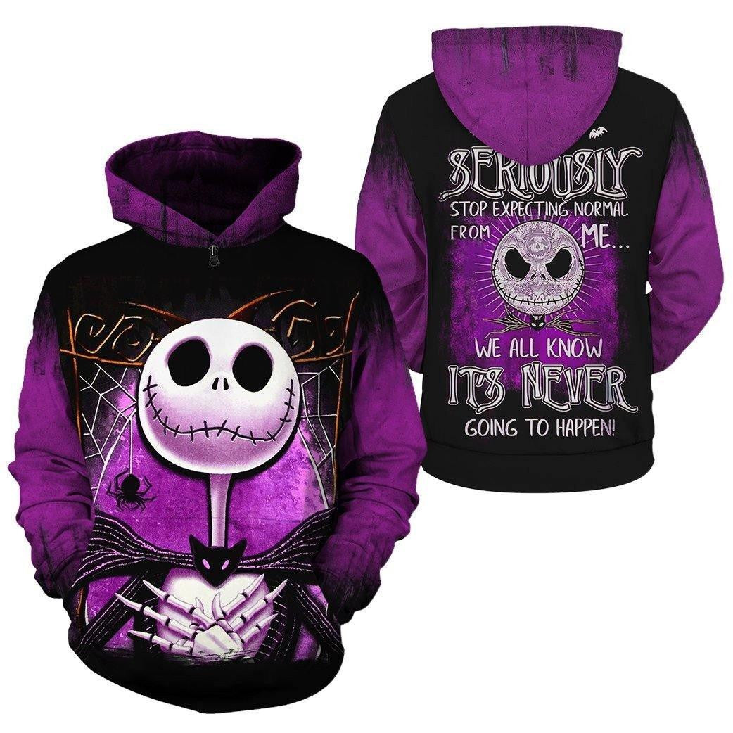 Buildercar - Halloween Jack Skellington Seriously Stop Expecting Normal From Me 3d Hoodie
