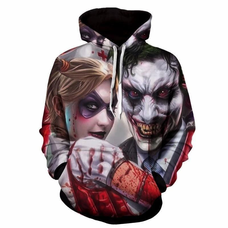 Buildercar - Halloween Joker And Harley Duo Over Print 3d Hoodie