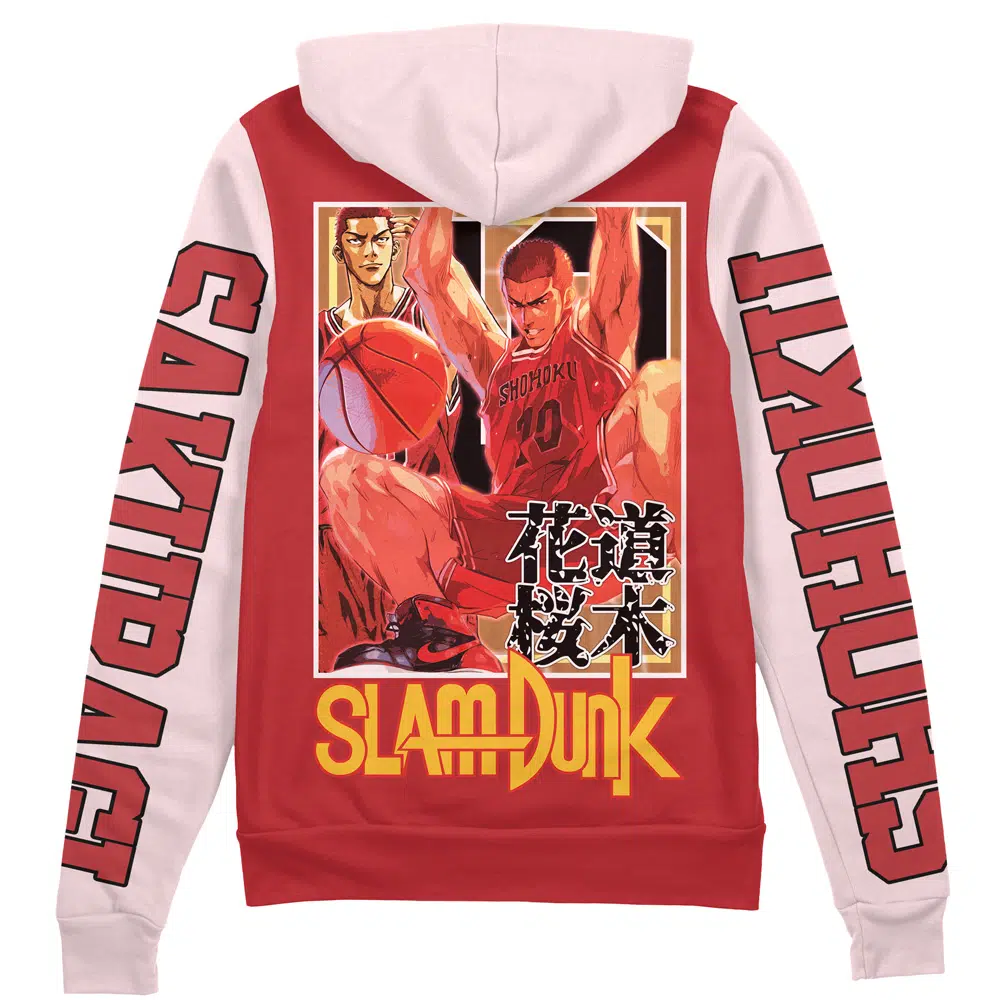 Buildercar - Hanamichi Sakuragi Slam Dunk Streetwear Zip Hoodie Jacket