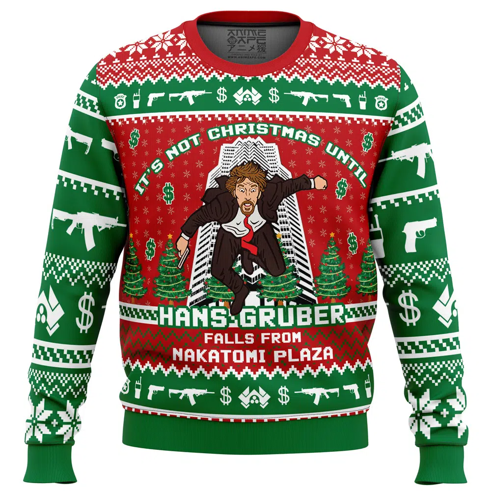 Buildercar - Hans Gruber Fall Nakatomi Plaza Die Hard Ugly Christmas Sweater
