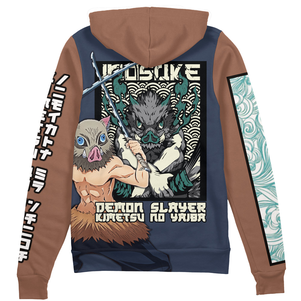 Buildercar - Hashibira Inosuke Demon Slayer Streetwear Zip Hoodie Jacket