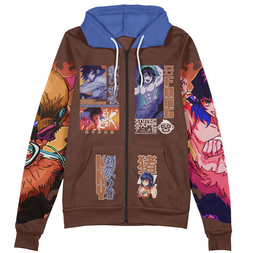 Buildercar - Hashibira Inosuke V2 Demon Slayer Streetwear Zip Hoodie Jacket - Image 2