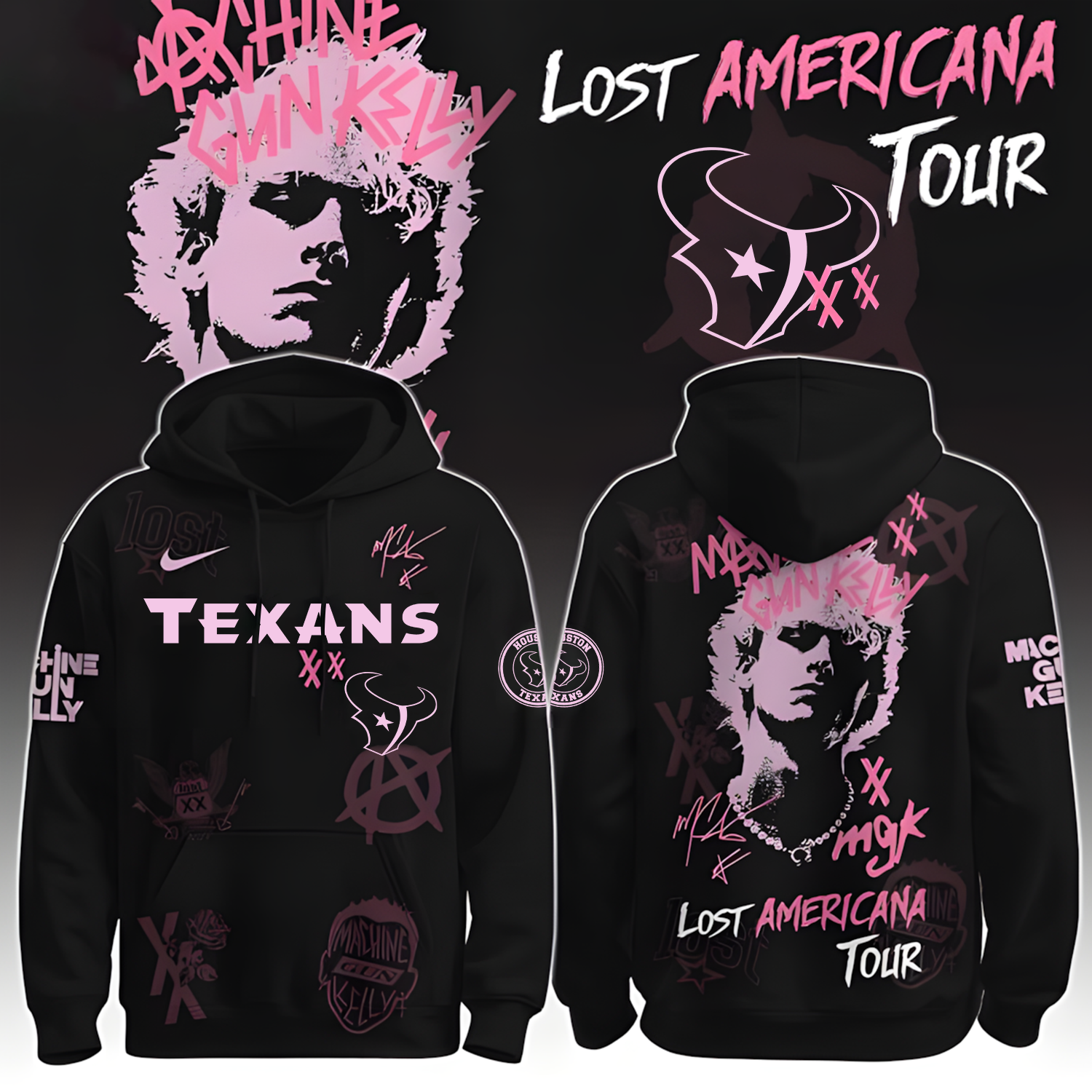 Buildercar - Houston Texans X NFL MGK Lost Americana Tour 2025 Machine Gun Kelly Hoodie T-Shirt