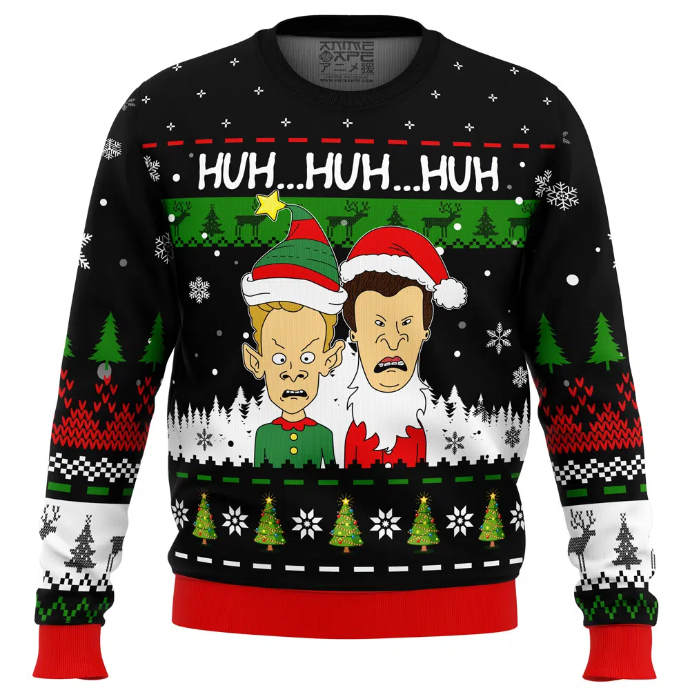 Buildercar - Huh...Huh...Huh... Beavis and Butthead Ugly Christmas Sweater