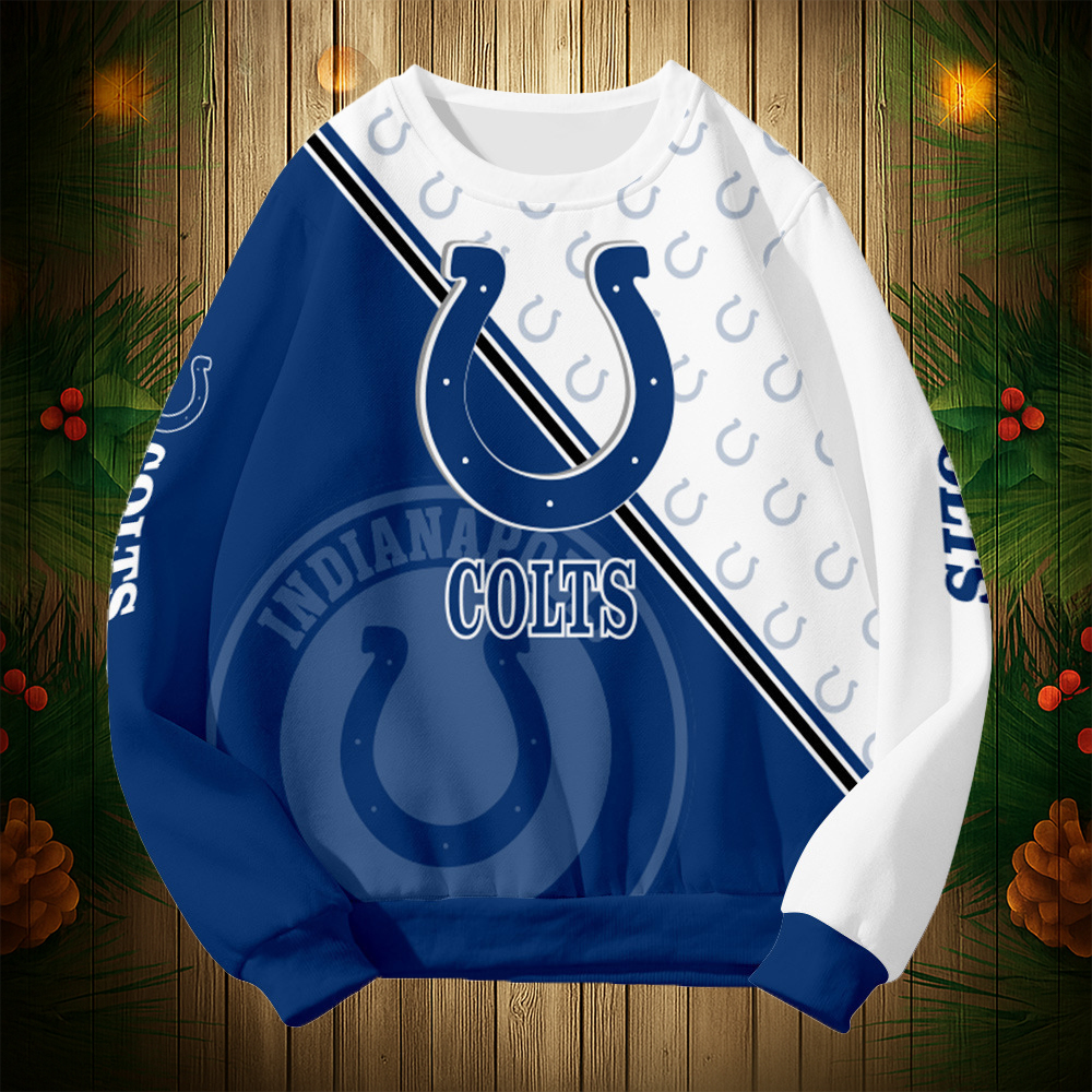 Buildercar - Indianapolis Colts Graphic Crew Neck Sweatshirt Unisex NFL Pullover Hoodie for Football Fans