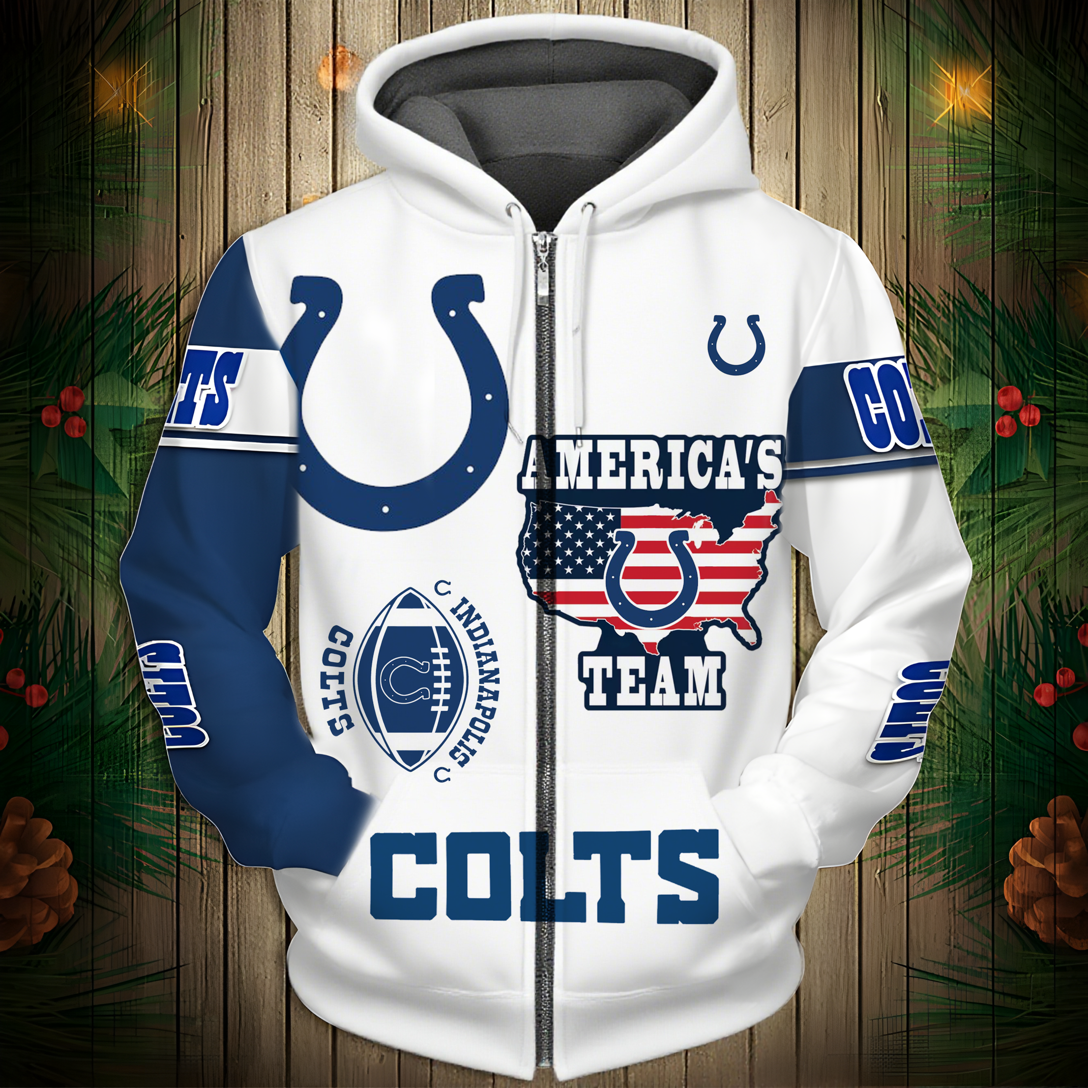 Buildercar - Indianapolis Colts Hoodie Unisex NFL Pullover Hoodie for Football Fans hm10112579
